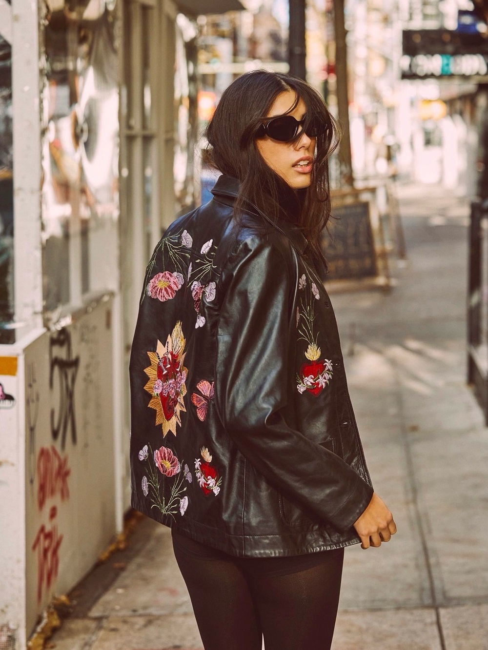 Free People X Denim and Bone Juliette leather jacket.